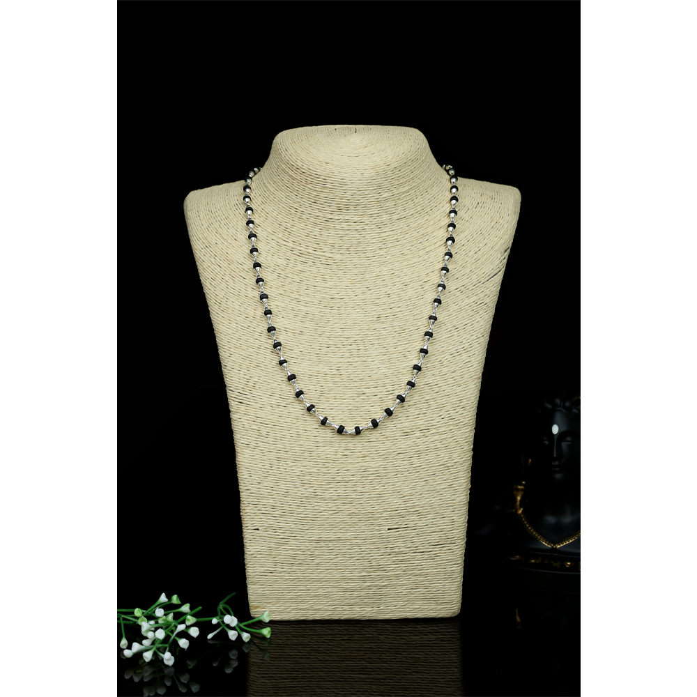 Silver Mala 92.5 Purity Hallmark Tulsi Mala With Silver Capping