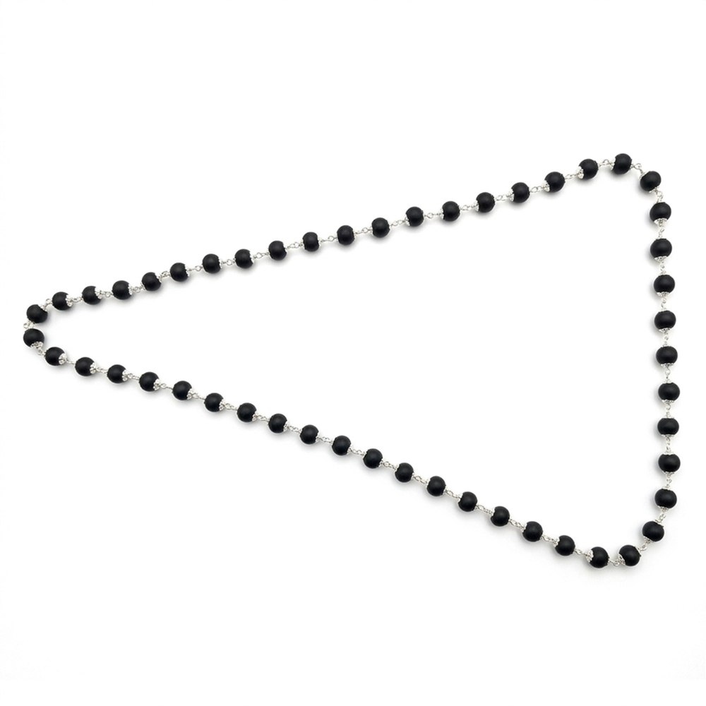 Natural Karungali Mala with German Sillver Caps