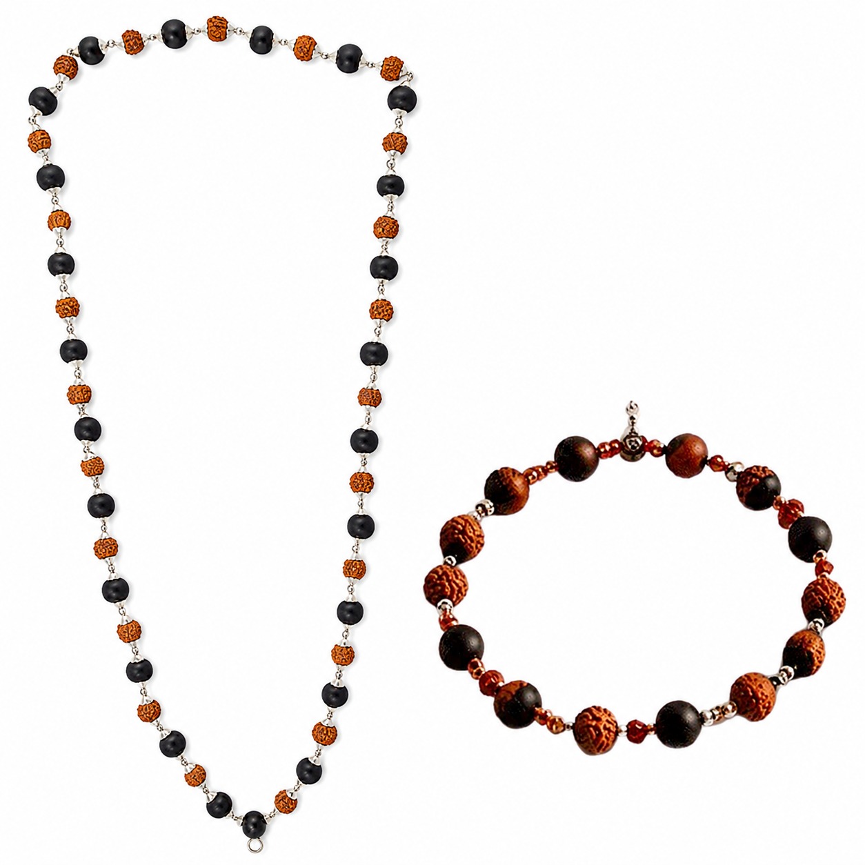 Rudraksha Karungli Mala and Rudraksha Karungali Bracelete Combo