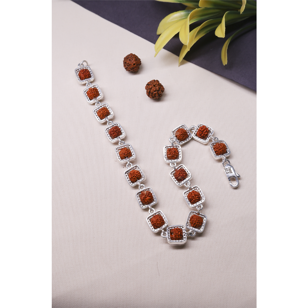 Rudraksha Silver 92.5 Purity Hallmark Bracelet Square Edge